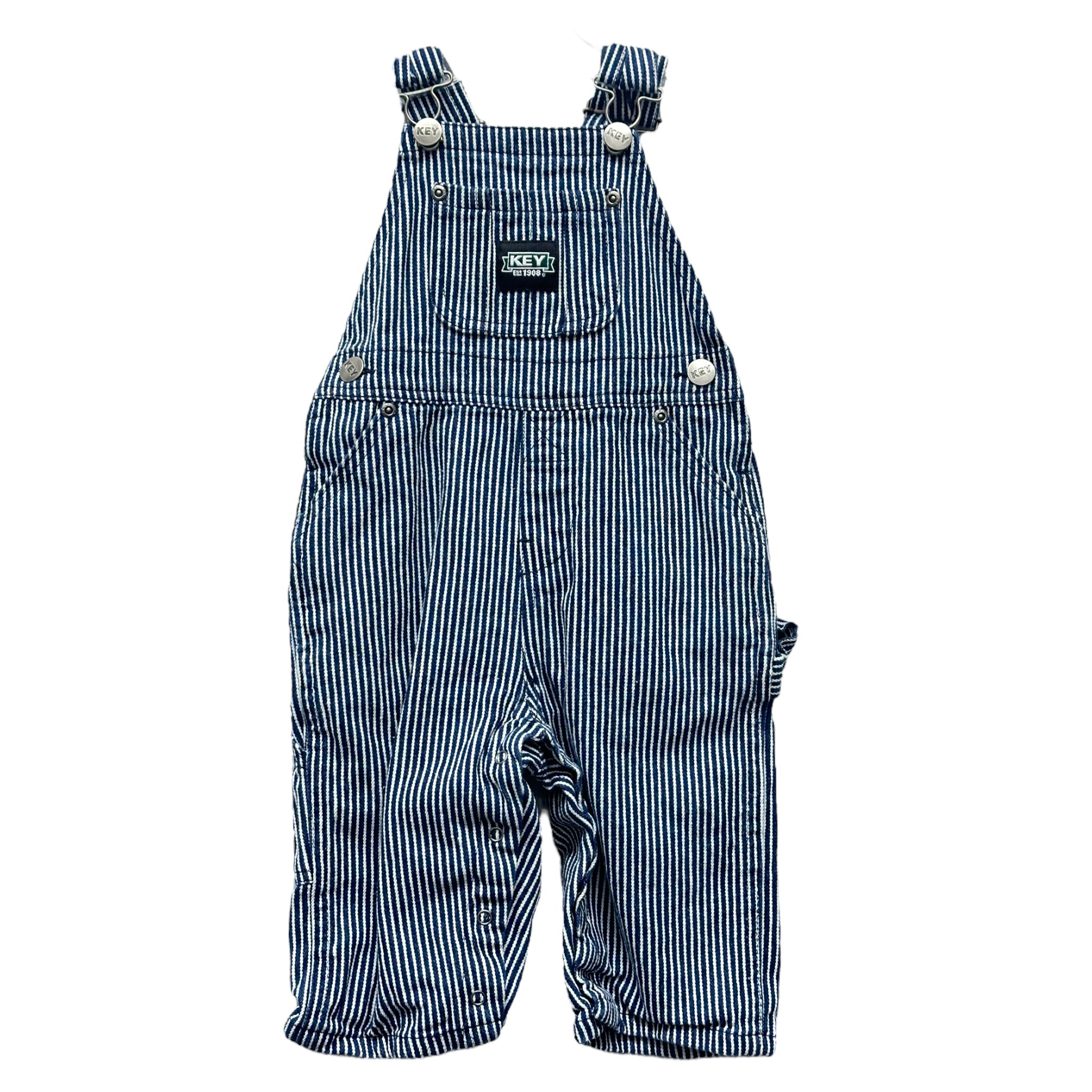 Rylee + Cru Dylan Overalls Railroad Stripe Grey White Baby Boy Sz 3-6 on sale Months